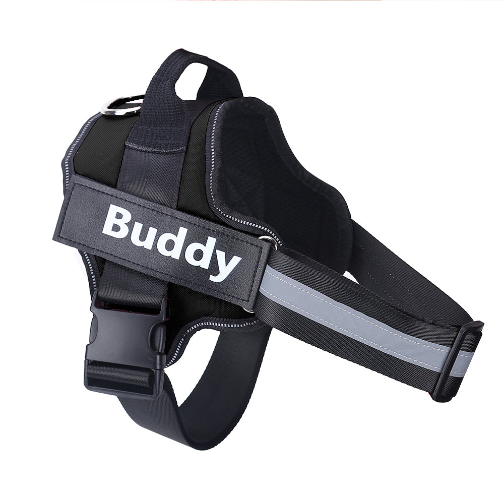 Adjustable breathable dog harness vest with custom name patch
