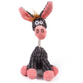 Grey and pink corduroy plush squeaky donkey dog toy