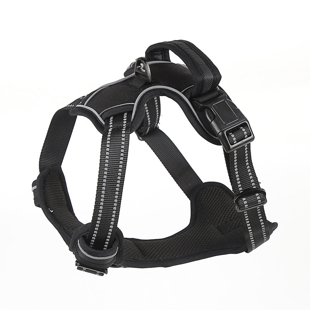 Black Lorzini no-pull reflective dog harness with control handle