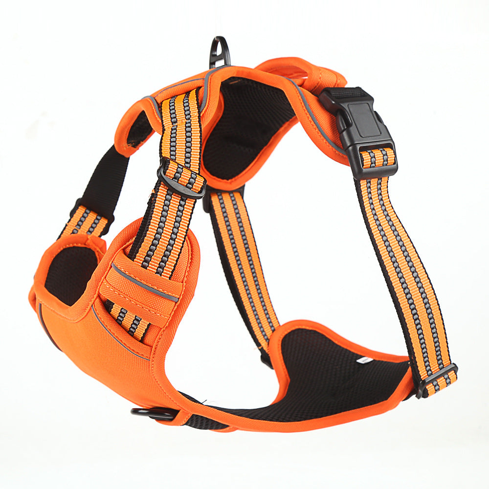 Orange Lorzini no-pull reflective dog harness with control handle