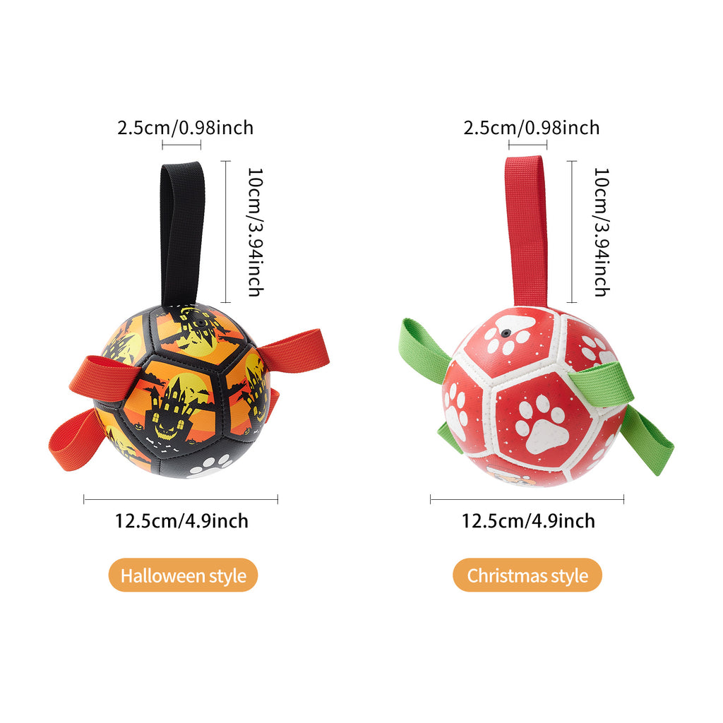 Lorzini dog soccer ball with grab straps for small and medium dogs