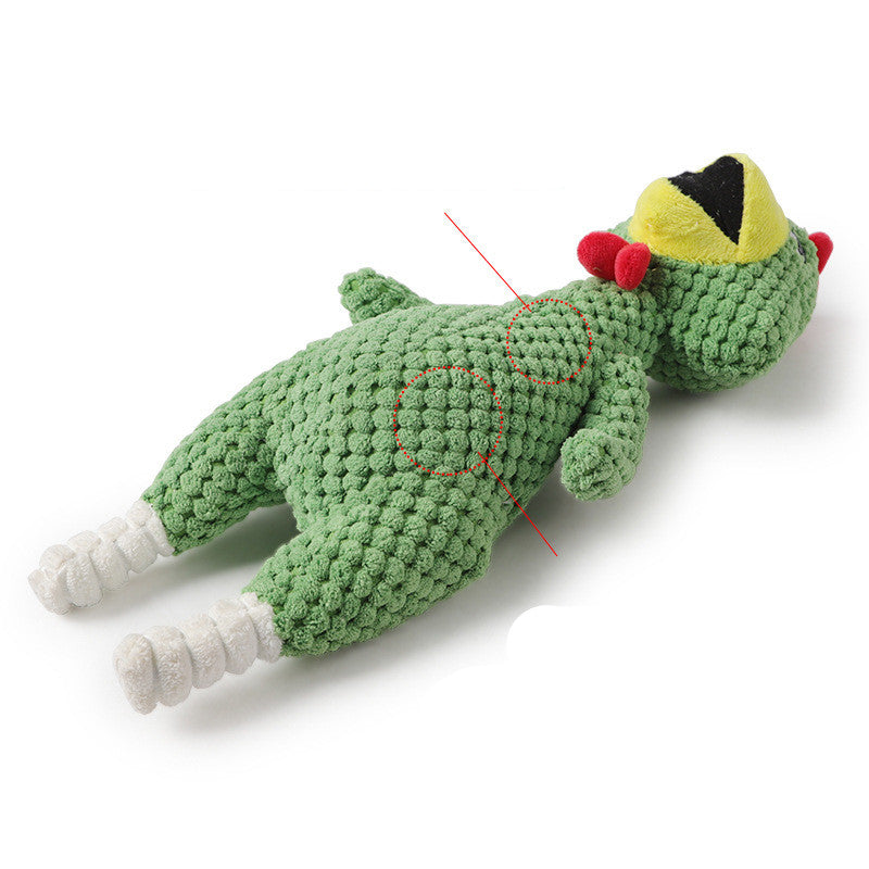 Lorzini squeaky plush dog toy lying flat