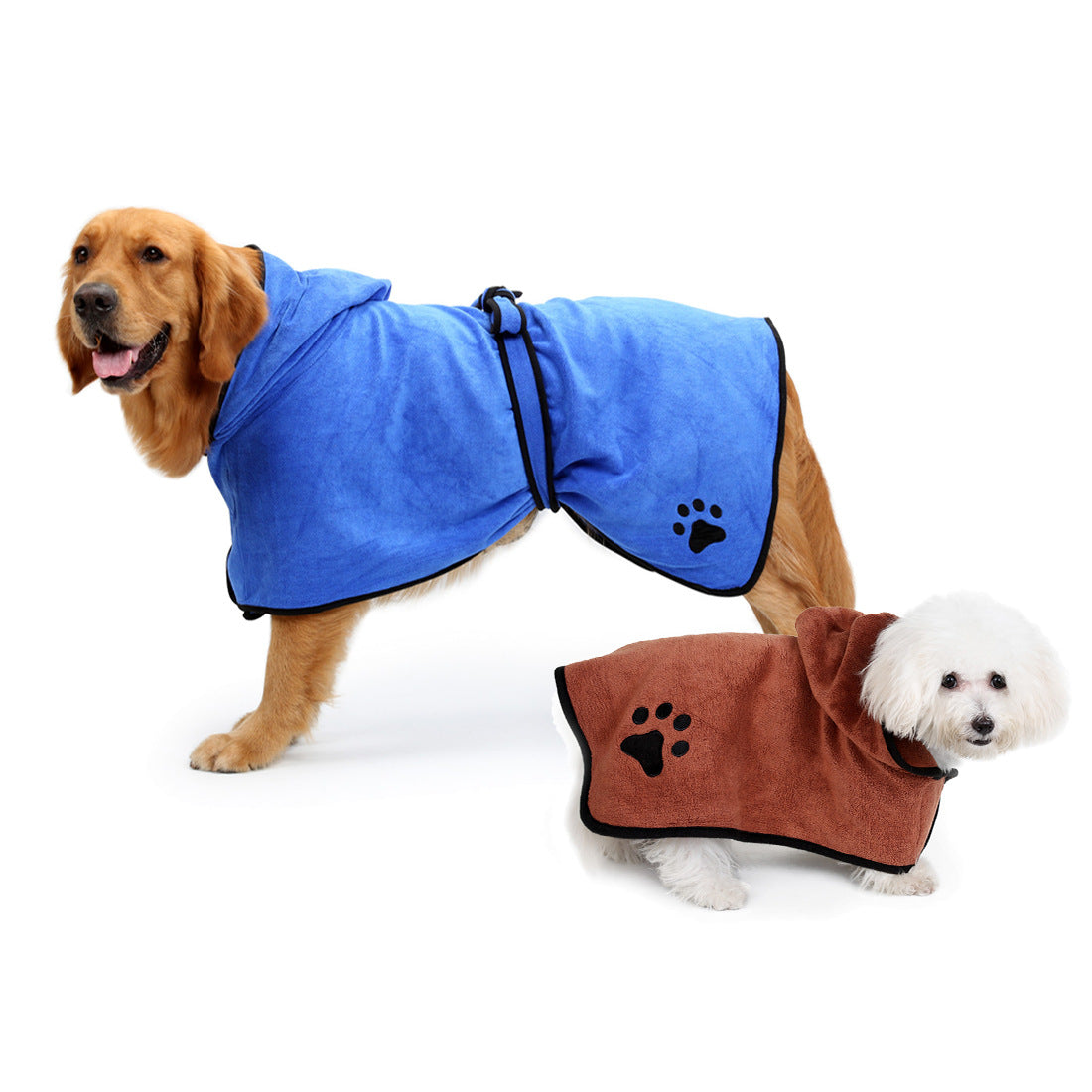 Lorzini super-absorbent microfiber dog bathrobe for after baths and swims