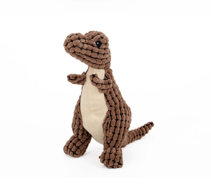 Lorzini plush squeaky dinosaur dog toy, side view