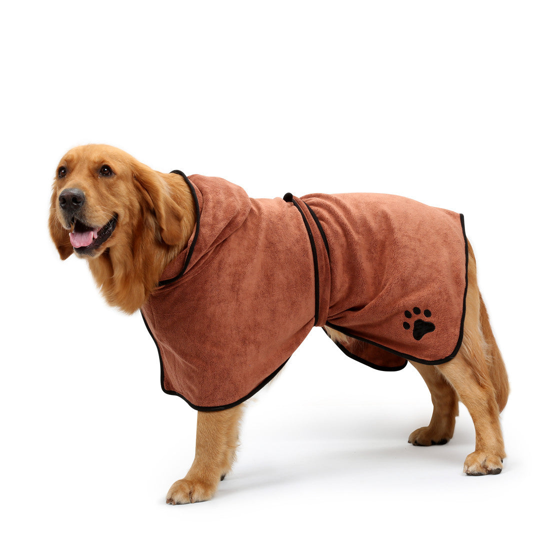 Lorzini hooded dog drying robe with adjustable belly strap