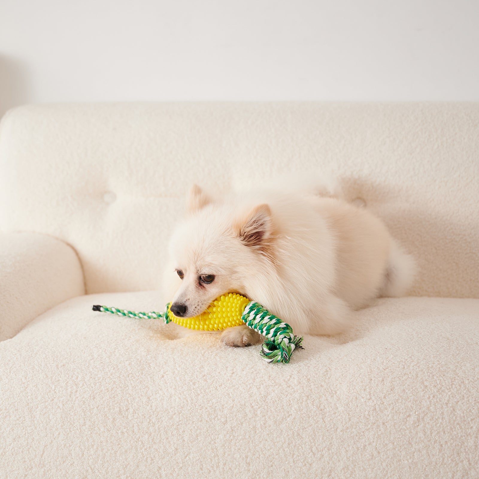 Corn dog dental chew toy for small, medium and large dogs