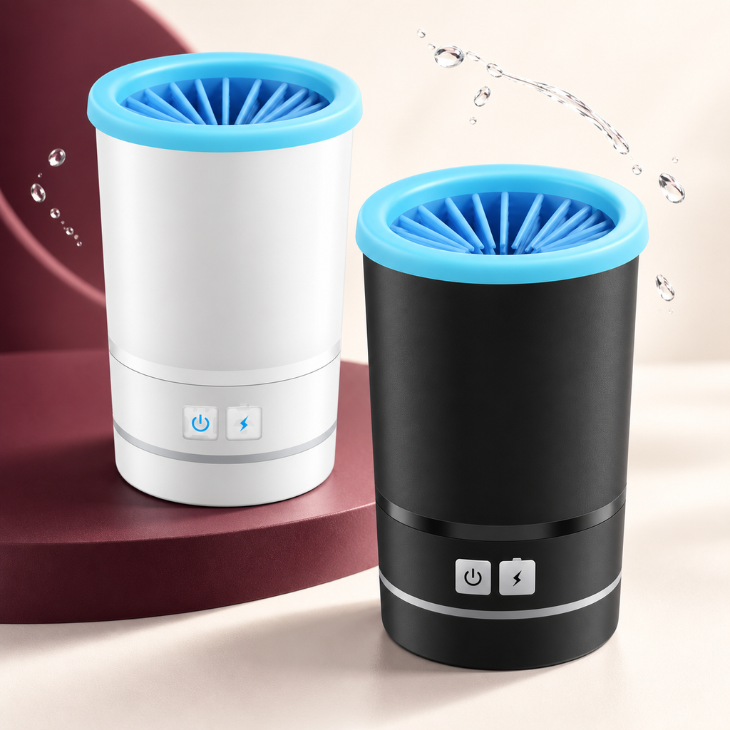 Lorzini electric dog paw cleaner in black and white