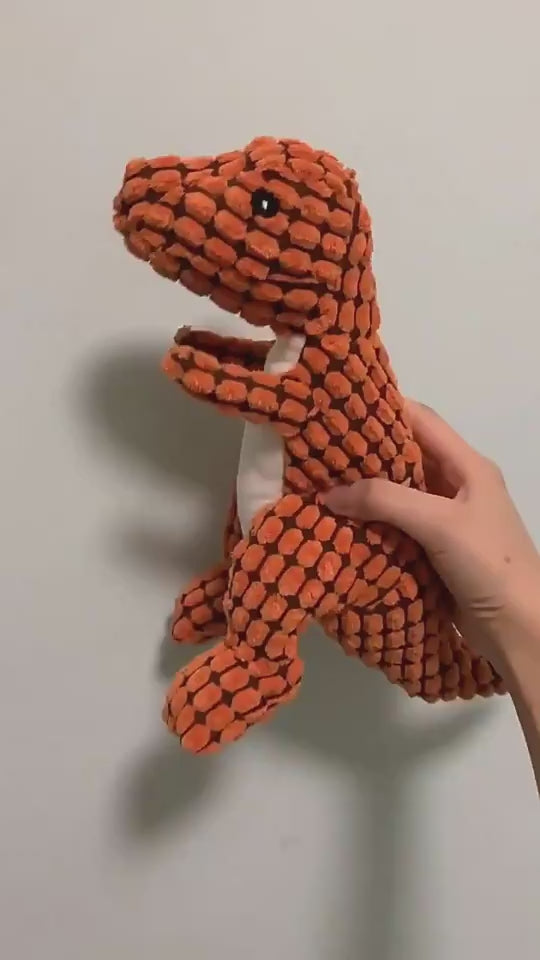 Video: Lorzini plush squeaky dinosaur dog toy in action