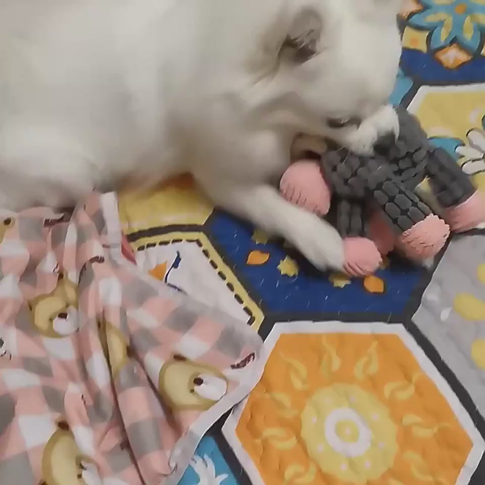 Video: close-up of the Lorzini corduroy donkey dog toy